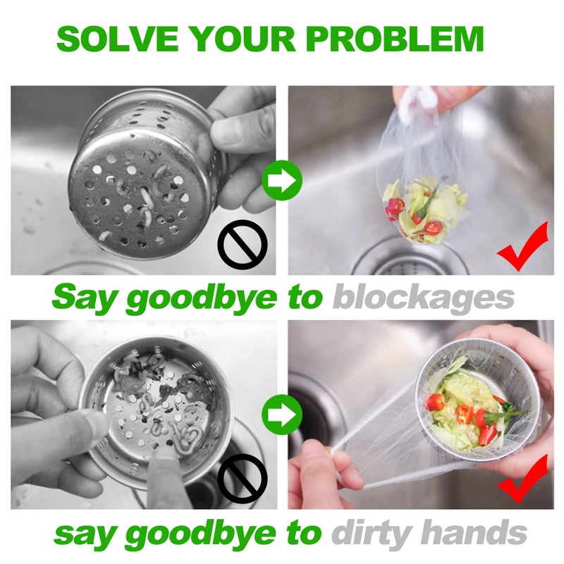 Setaria Viridis Disposable Mesh Sink Strainer Bags - 100 Pcs High Elasticity Sink Strainer Filter Mesh Bags for Collecting Kitchen Food Waste - Image 2